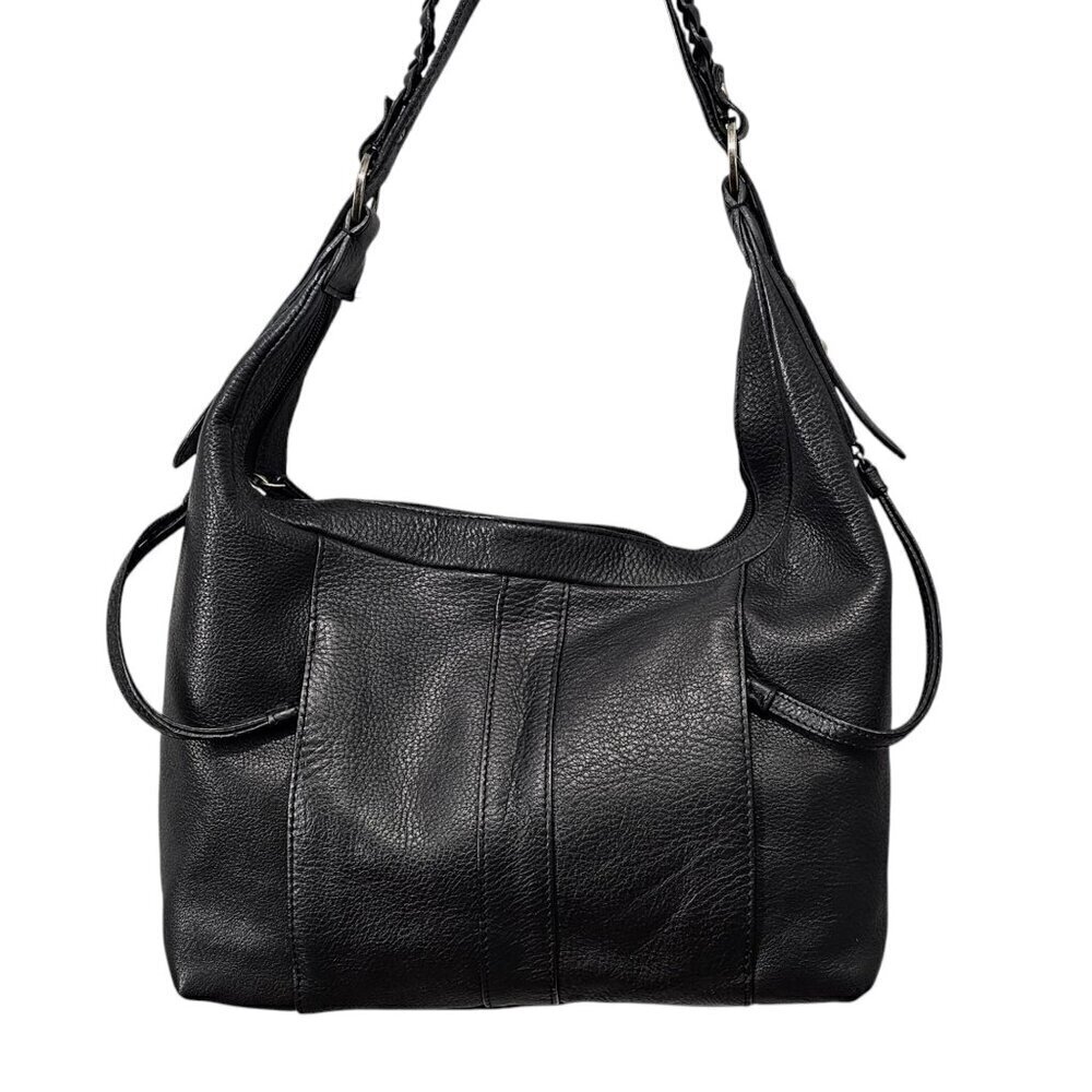 Kenneth Cole Reaction Vegan Pebble Leather Pocket Black Shoulder Bag